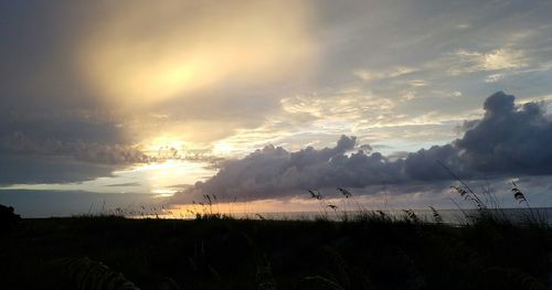 Panoramic view of landscape against sky during sunset