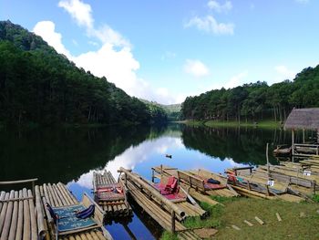 Panoramic view of lake against sky