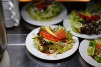 Close-up of salad served in plate