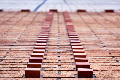 High angle view of brick wall