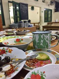 Close-up of food on table