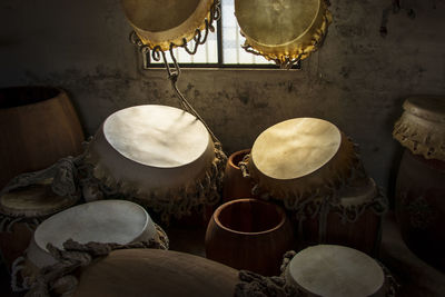 Close-up of traditional drums