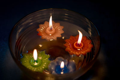 Close-up of illuminated candle