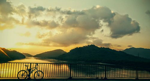 Scenic view of mountains at sunset