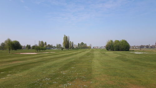 Scenic view of land against clear sky
