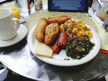 Close-up of food in plate on table