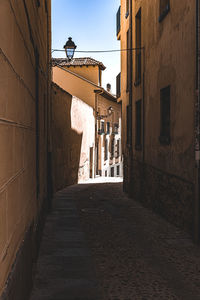 Narrow alley amidst buildings in city