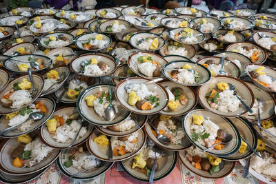 High angle view of food on table