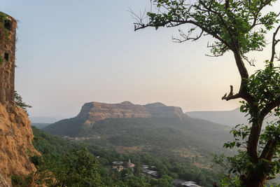 Scenic view of mountains against clear sky