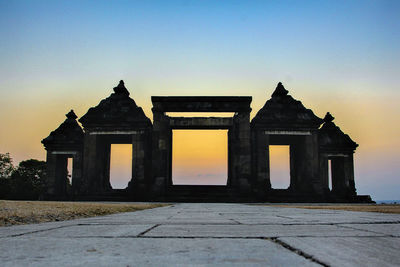 Low angle view of built structure against clear sky