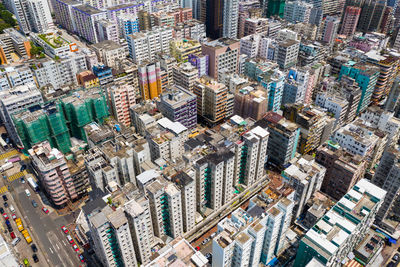 Aerial view of modern buildings in city