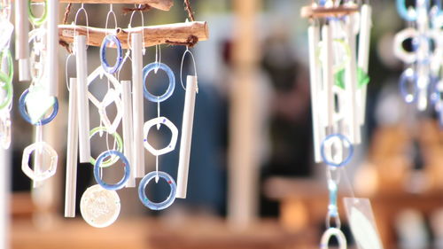 Close-up of hanging for sale