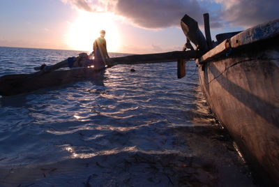 Scenic view of sea at sunset
