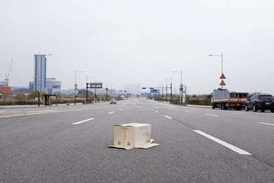 Empty road in city