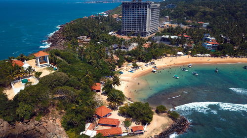 High angle view of swimming pool at seaside