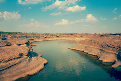 Scenic view of rocks against sky