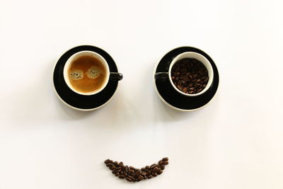 Directly above shot of coffee cup on table