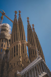 Low angle view of temple building against clear sky