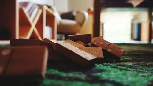 Close-up of toy on table at home