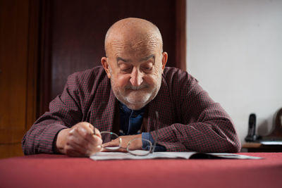 Man sitting on table