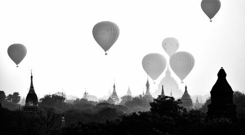 View of hot air balloons against sky