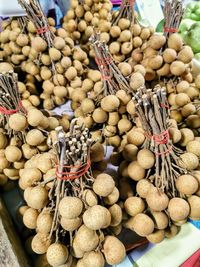 High angle view of fruits for sale at market stall