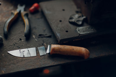 Cropped image of man working on table