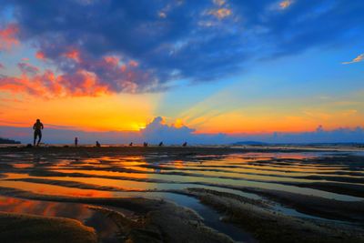 Scenic view of sunset over sea