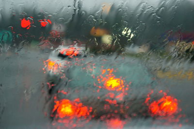 Full frame shot of car windshield during monsoon