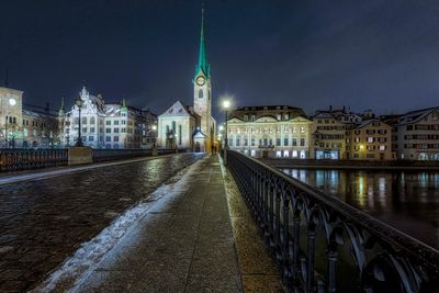 River in city at night