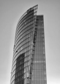 Low angle view of modern building against clear sky