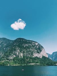 Scenic view of sea and mountains against sky