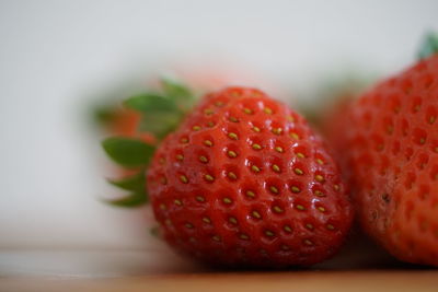 Close-up of strawberries on table