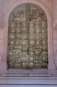 Closed door of old building