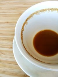 High angle view of coffee on table