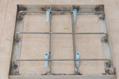 High angle view of pipe on wall