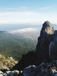 Scenic view of rocky mountains against sky