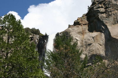 Scenic view of waterfall against sky
