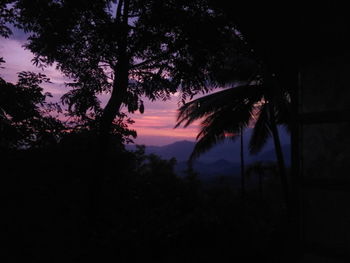 Silhouette of trees against sky at sunset