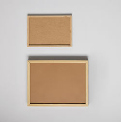 Close-up of open book against white background