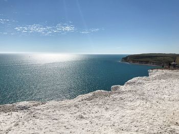 Scenic view of sea against clear sky