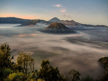 View of volcanic mountain against sky