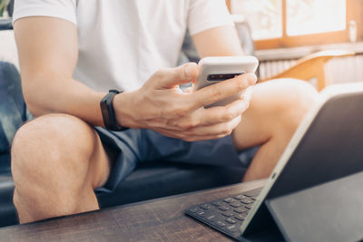 Business man working with tablet.