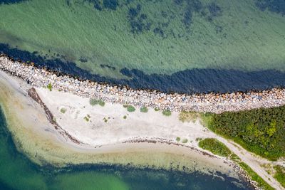 High angle view of land and sea