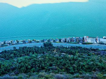 High angle view of people by sea