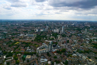 High angle view of townscape against sky