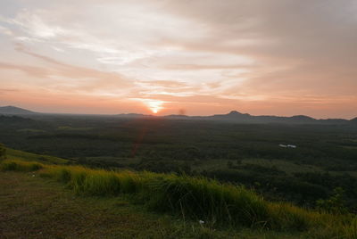 Scenic view of field against sky during sunset