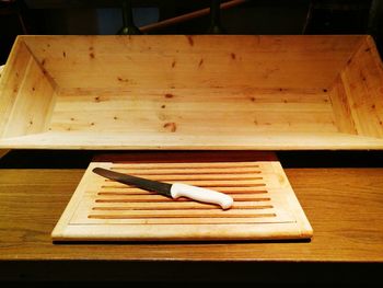 Close-up of wood on table