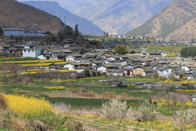 View of town in mountains