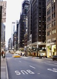 View of city street and buildings